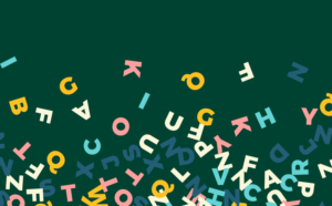 Letters falling on green background